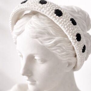 Elegant White and Black Beaded Headband NORDSTROM